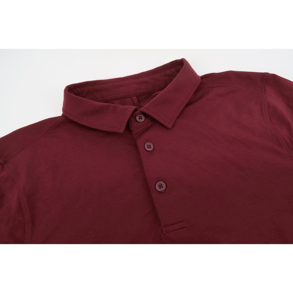 Lululemon Evolution Mens XS Burgundy Striped Performance Polo Shirt Short Sleeve